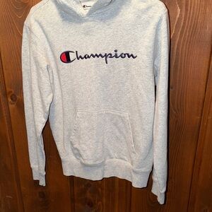 Champion Light Gray Hoodie with Logo